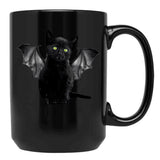 Batcat Black Cat Kitten Bat Funny T-Shirt Black Coffee Mug, Gift Coffee Mug - Black