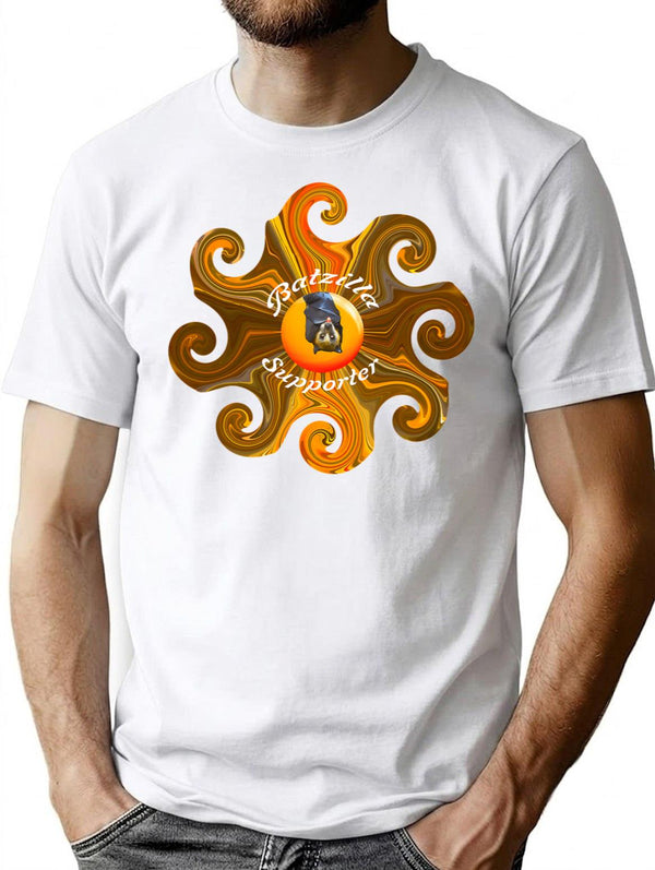 Batzilla - Supporter Vintage Swirl T-Shirt - Retro Graphic Casual Tee - White