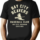 Bay City Beavers - Michigan T-Shirt - Retro Graphic Tee for Men & Women - Black