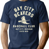 Bay City Beavers - Michigan T-Shirt - Retro Graphic Tee for Men & Women - Navy