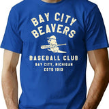 Bay City Beavers - Michigan T-Shirt - Retro Graphic Tee for Men & Women - Blue