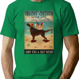 Beach Life Sandy Toes Irish Setter Dog T-Shirt - Green