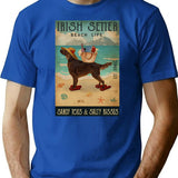 Beach Life Sandy Toes Irish Setter Dog T-Shirt - Blue
