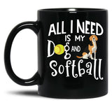 Beagle Dog Softball Player Dog Lover Gift Cute Funny Saying Black Coffee Mug, Gift Coffee Mug