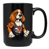 Beagle Dog With Tattoo I Love Mom 300Dpi Black Coffee Mug, Gift Coffee Mug - Black