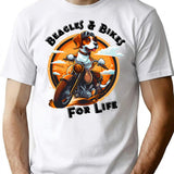 Beagles And Bikes Dog Riding Motorcycle T-Shirt - White