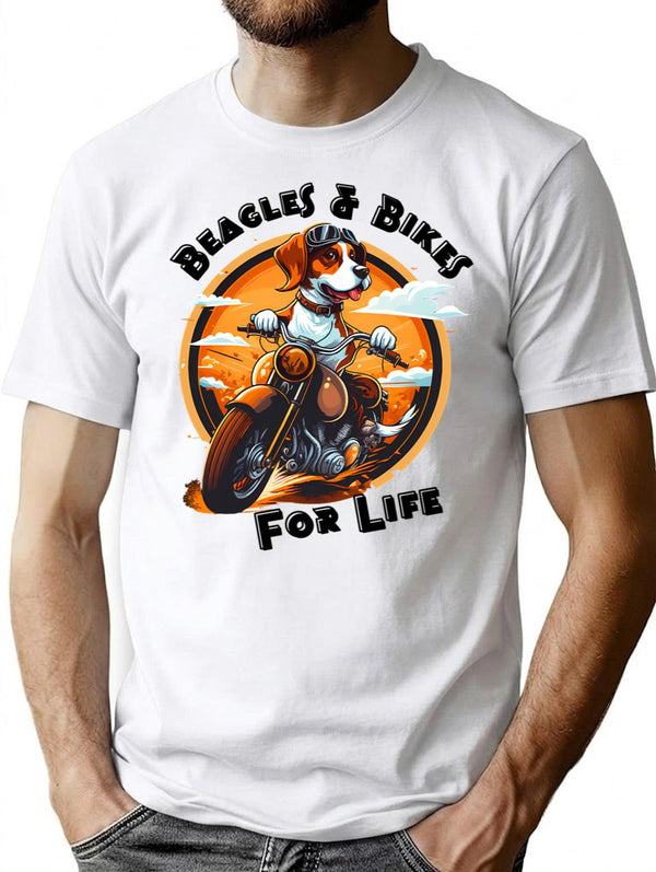 Beagles And Bikes Dog Riding Motorcycle T-Shirt - White