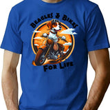 Beagles And Bikes Dog Riding Motorcycle T-Shirt - Blue