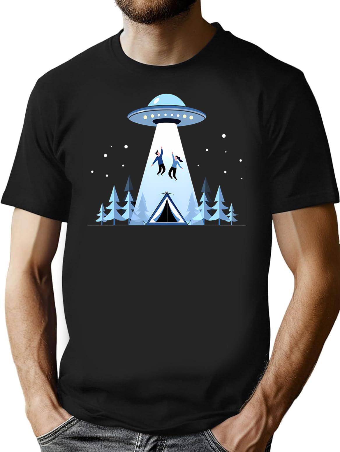 Beaming Up T-Shirt - Retro Graphic Tee for Men & Women - Black