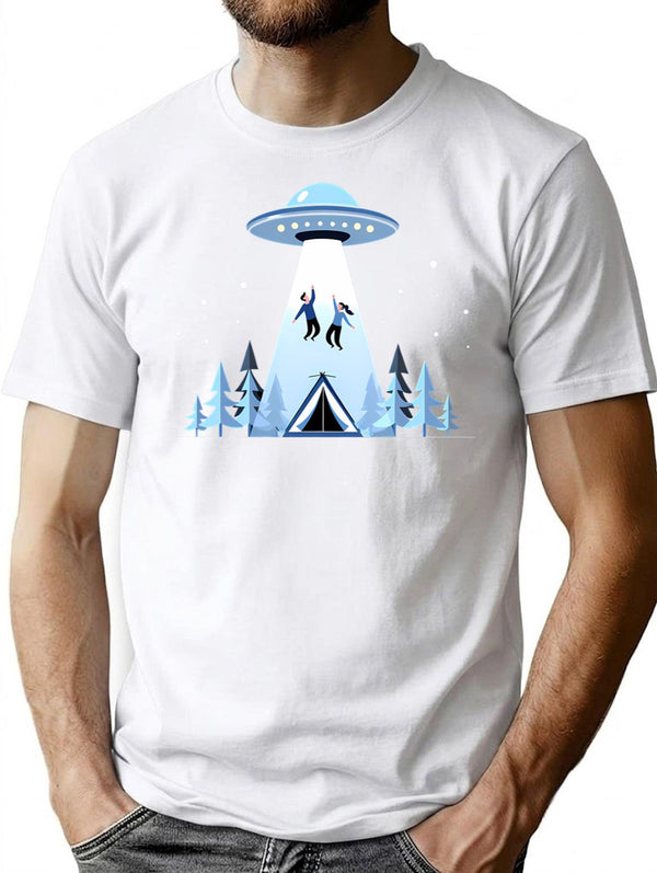 Beaming Up T-Shirt - Retro Graphic Tee for Men & Women - White