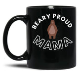 Beary Proud Mama Pun Black Coffee Mug, Gift Coffee Mug