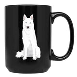 Beautiful White Siberian Husky - Sweet White Snow Dog Black Coffee Mug, Gift Coffee Mug - Black