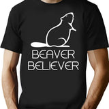 Beaver Believer T-Shirt - Retro Graphic Tee for Men & Women - Black