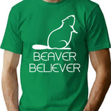 Beaver Believer T-Shirt - Retro Graphic Tee for Men & Women - Green