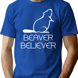 Beaver Believer T-Shirt - Retro Graphic Tee for Men & Women - Blue