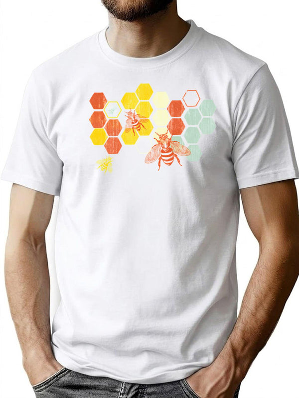 Beekeeper Beekeeping Honey Retro Vintage Honeycomb Funny T Shirt - White
