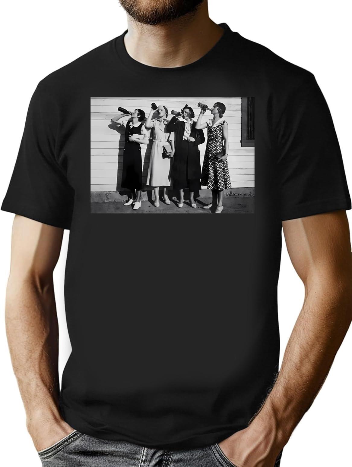 Beer Drinkers T-Shirt - Retro Graphic Tee for Men & Women - Black