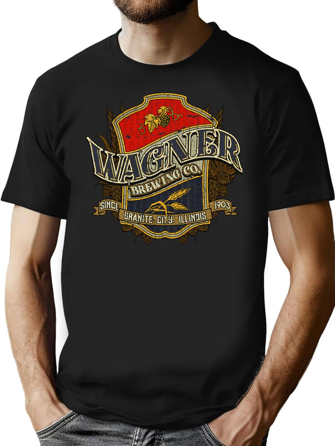 Beer Wagner Brewing Co T-Shirt - Retro Graphic Tee for Men & Women - Black