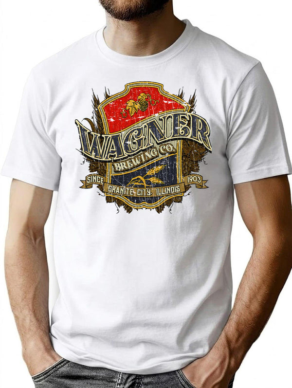 Beer Wagner Brewing Co T-Shirt - Retro Graphic Tee for Men & Women - White