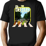 Beetles On A Crosswalk T-Shirt - Retro Graphic Tee for Men & Women - Black