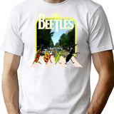 Beetles On A Crosswalk T-Shirt - Retro Graphic Tee for Men & Women - White