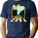 Beetles On A Crosswalk T-Shirt - Retro Graphic Tee for Men & Women - Navy