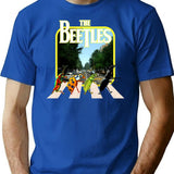 Beetles On A Crosswalk T-Shirt - Retro Graphic Tee for Men & Women - Blue