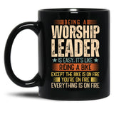 Being A Worship Leader Is Easy Black Coffee Mug, Gift Coffee Mug