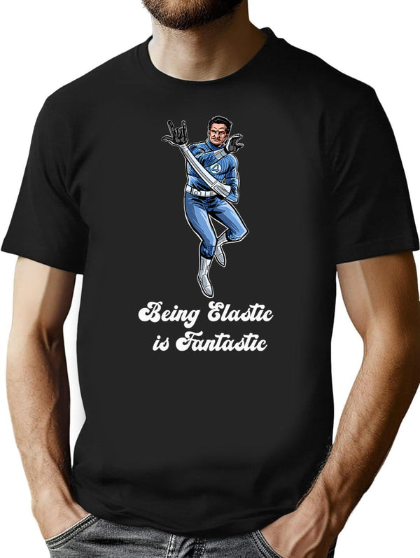Being Elastic Is Fantastic T-Shirt - Retro Graphic Tee for Men & Women - Black