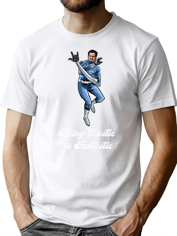 Being Elastic Is Fantastic T-Shirt - Retro Graphic Tee for Men & Women - White