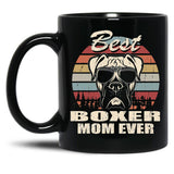 Best Boxer Mom Ever Vintage Retro Dog Mom Black Coffee Mug, Gift Coffee Mug