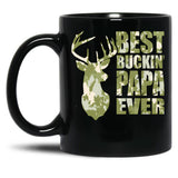 Best Buckin' Papa Ever - Camo Black Coffee Mug, Gift Coffee Mug