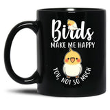 Birds Make Me Happy Black Coffee Mug, Gift Coffee Mug