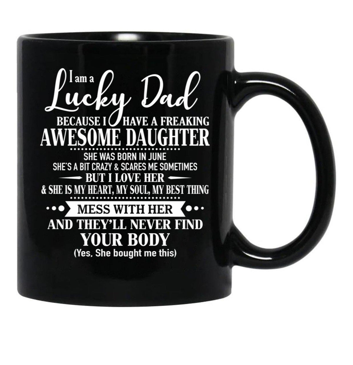 Birthday Lucky Dad June Black Coffee Mug - Black