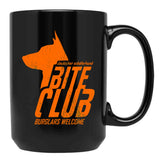 Bite Club - Cool German Shepherd (Distressed) Black Coffee Mug, Gift Coffee Mug - Black