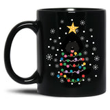 Black Labradoodle Christmas Tree Black Coffee Mug, Gift Coffee Mug