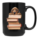 Bloodhound And Books Black Coffee Mug, Gift Coffee Mug - Black