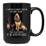 Bloodhound And Wine Funny Dog Black Coffee Mug, Gift Coffee Mug - Black