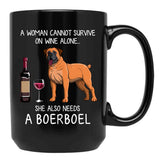 Boerboel And Wine Funny Dog Black Coffee Mug, Gift Coffee Mug - Black