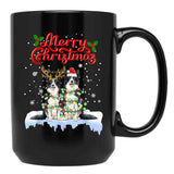 Border Collie Christmas Lights Funny Dog Matching Family Black Coffee Mug, Gift Coffee Mug - Black