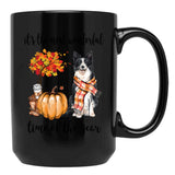 Border Collie Dog And Autumn Black Coffee Mug, Gift Coffee Mug - Black