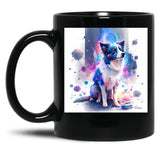 Border Collie Space Black Coffee Mug, Gift Coffee Mug