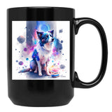 Border Collie Space Black Coffee Mug, Gift Coffee Mug - Black