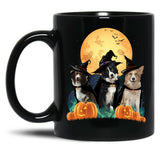 Border Collies Halloween Black Coffee Mug, Gift Coffee Mug