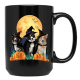 Border Collies Halloween Black Coffee Mug, Gift Coffee Mug - Black