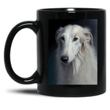 Borzoi - Oil Paint Black Coffee Mug, Gift Coffee Mug