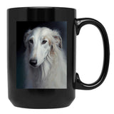 Borzoi - Oil Paint Black Coffee Mug, Gift Coffee Mug - Black