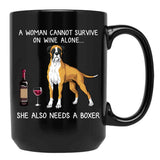 Boxer And Wine Funny Dog Black Coffee Mug, Gift Coffee Mug - Black