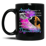 Boxer Angels Appear In Many Different Forms To Hold Your Hand Through The Difficult Things Black Coffee Mug