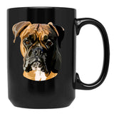 Boxer Dog Hand Drawn Digital Art Black Coffee Mug, Gift Coffee Mug - Black